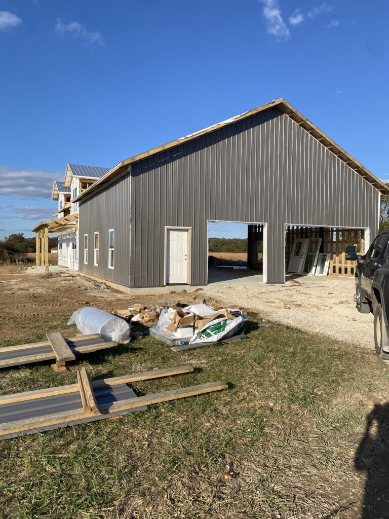 Current progress - picture of the garage side of the barndominium