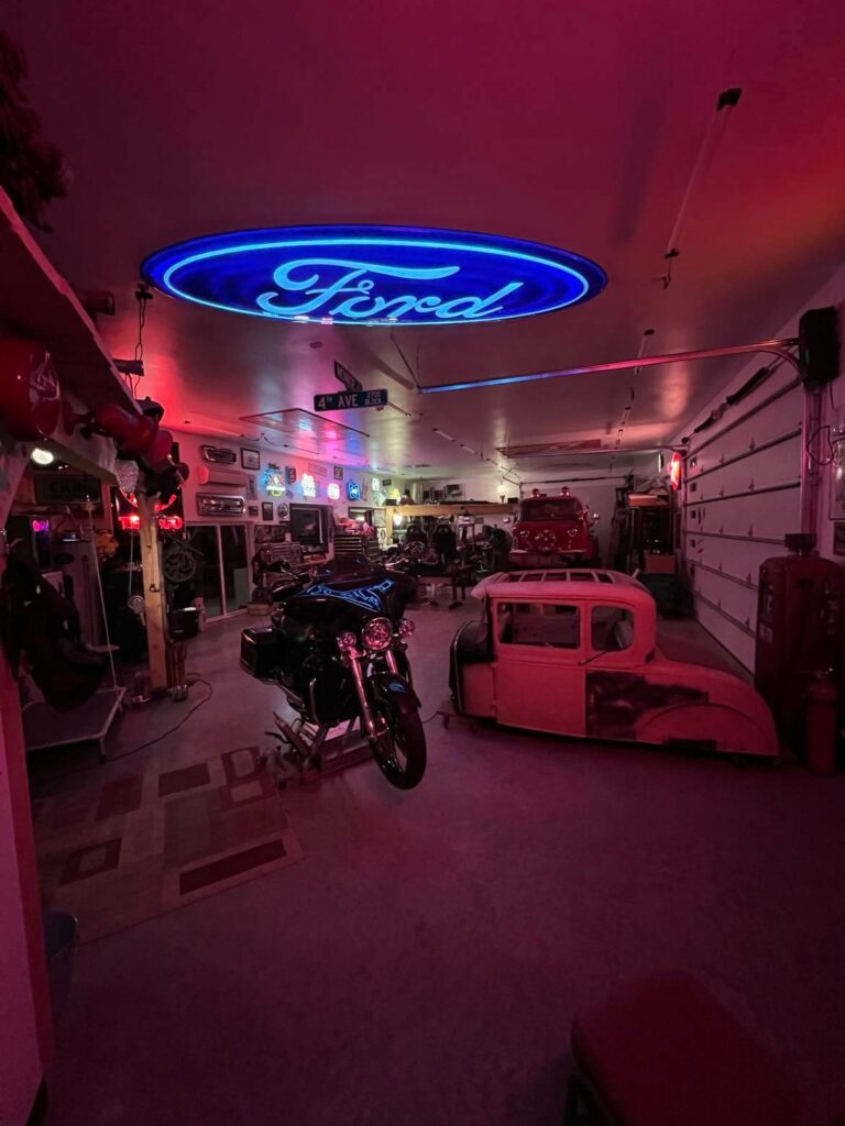 Neon lights on inside the shop