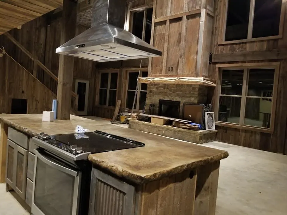 Center island with cooking area