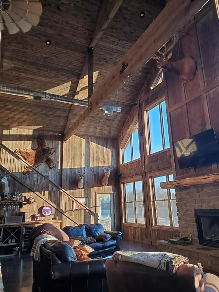 Living area with fireplace