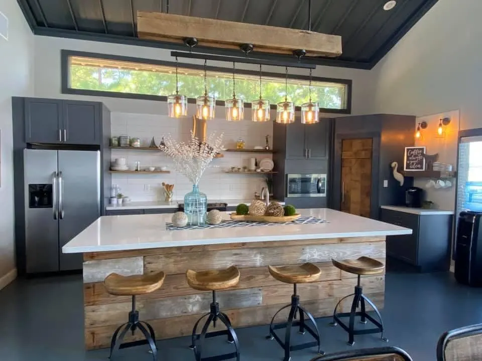 Kitchen and center island