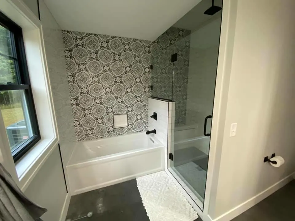 Master bathroom shower and bathtub