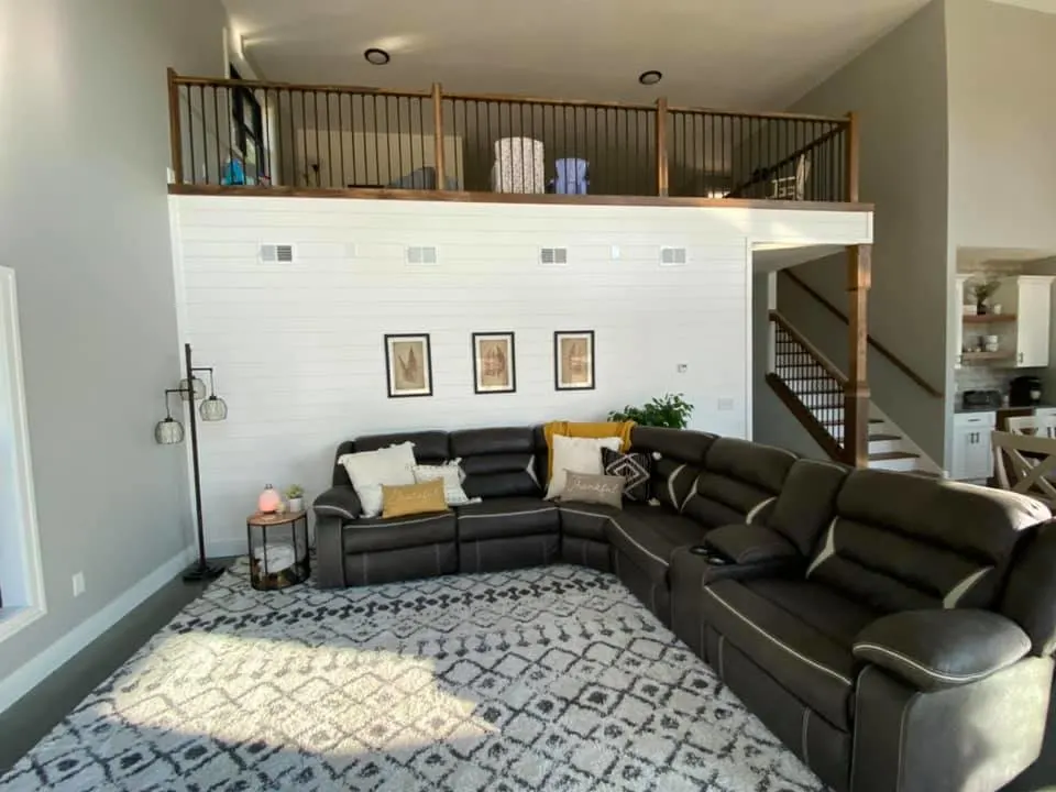 View of living area and loft