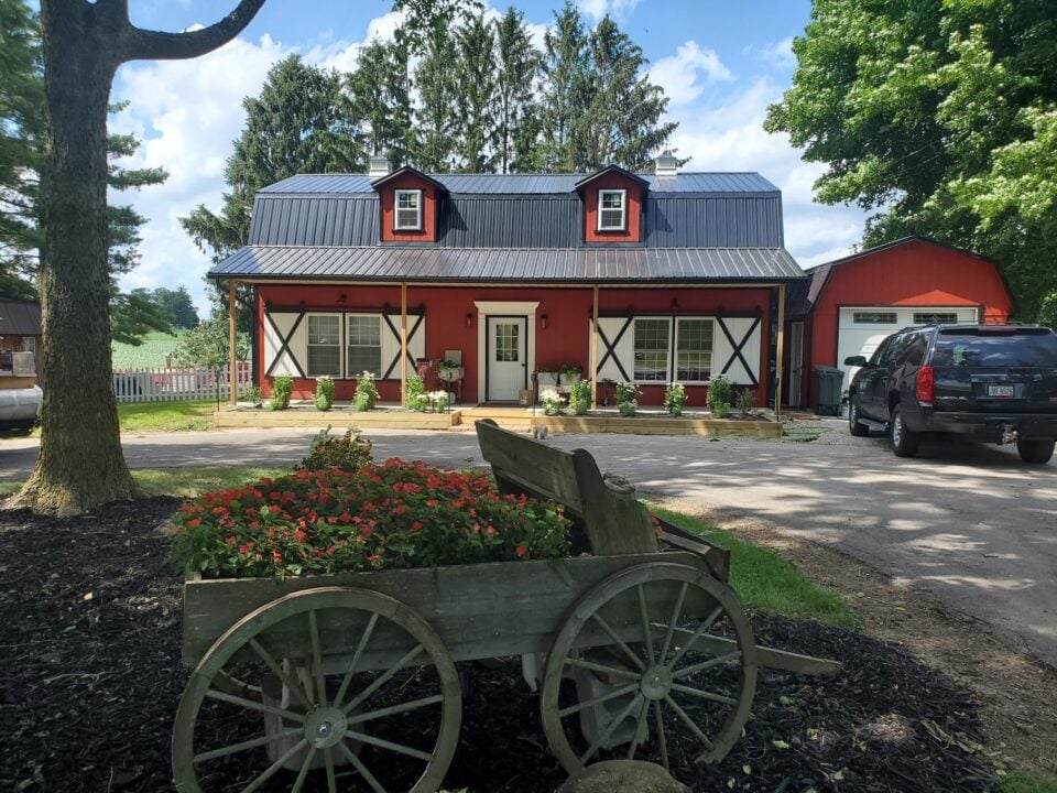 Bright And Cheerful Red Barndominium In West Liberty, Ohio