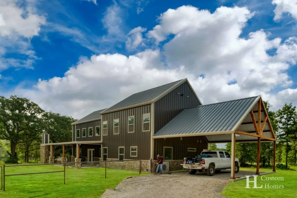 Poolville, Texas Barndominium by HL Custom Homes - Rear Exterior 1