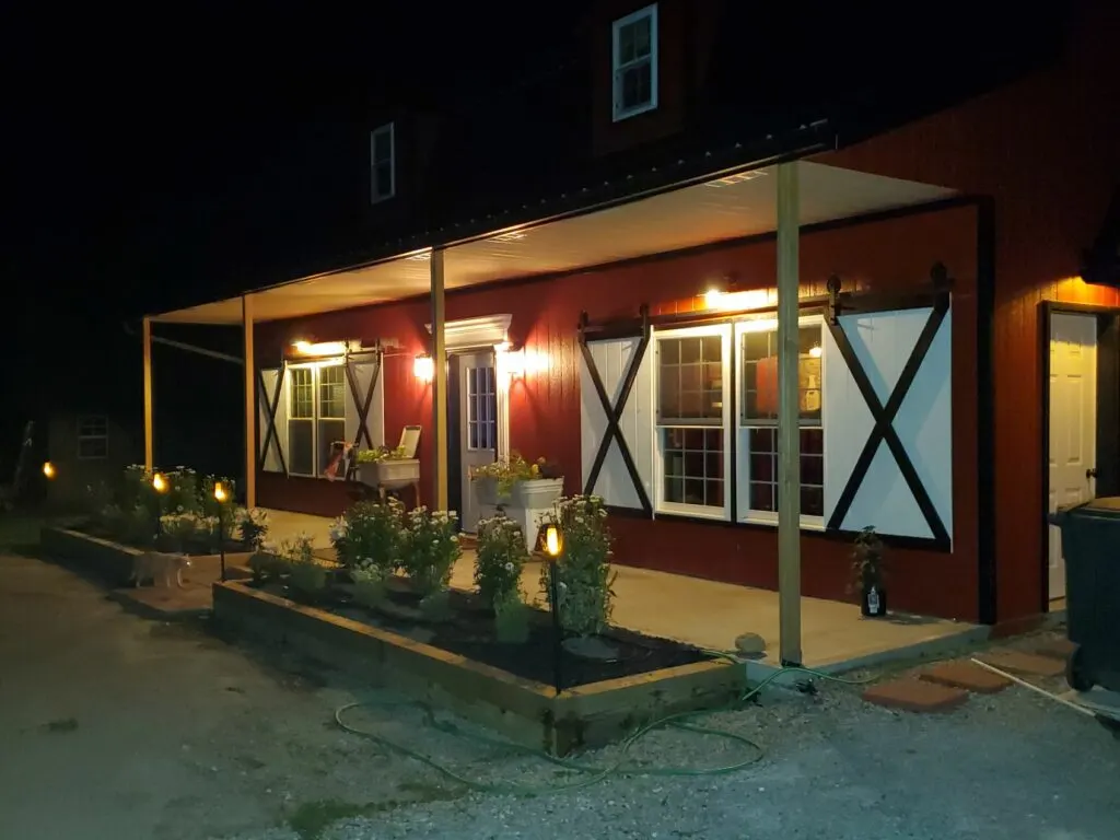 West Liberty, Ohio Barndominium Porch (Night) - Lucia Ober
