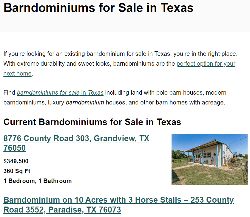barndominiums for sale in texas