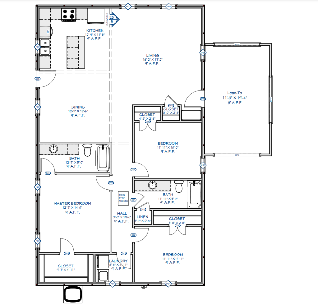 PL-62003 Duke Barndominium Floor Plan