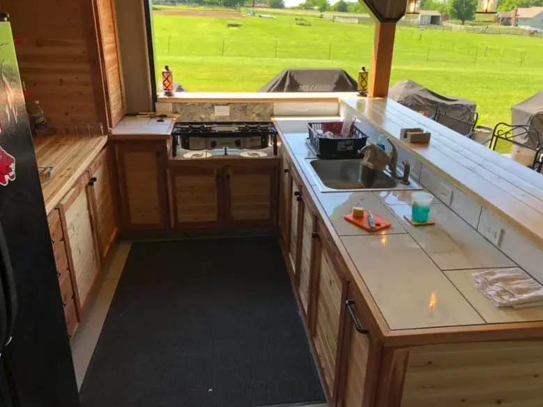 outdoor barndominium kitchen