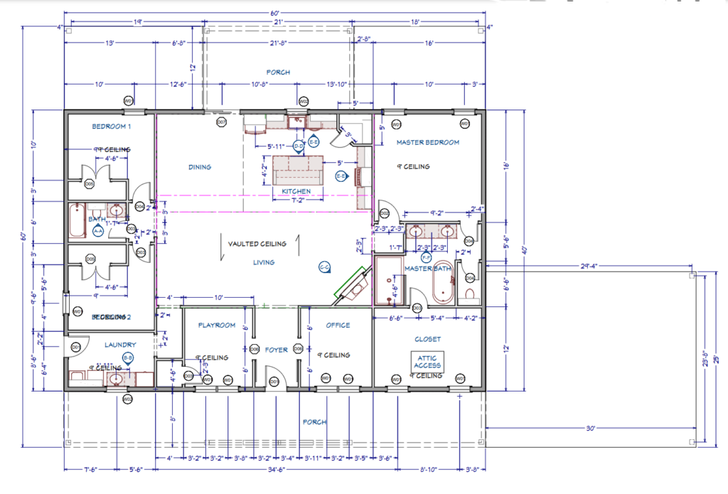 LP-3203 Aurora Barndominium First Floor Plan
