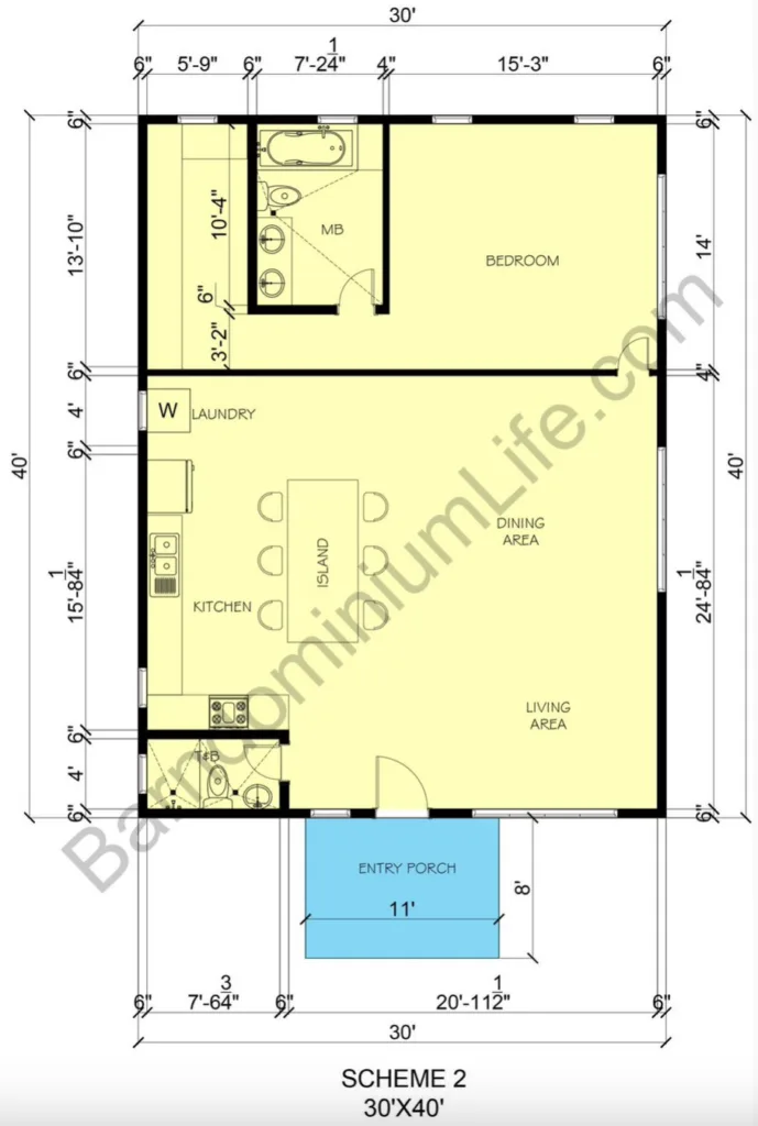 1 bedroom barndominium floor plans