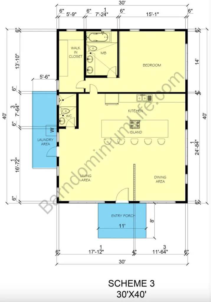 1 bedroom barndominium floor plans