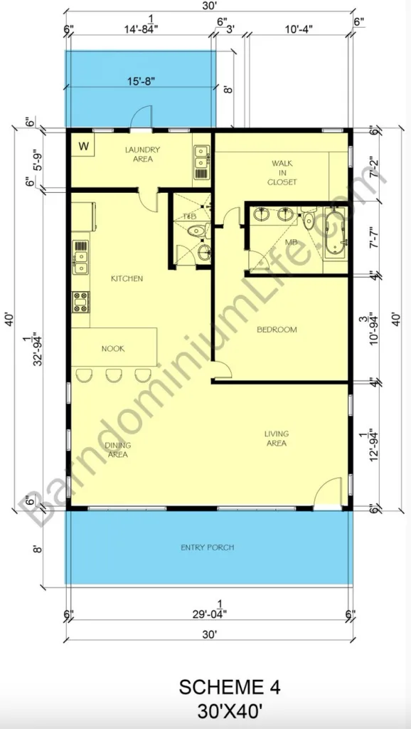 1 bedroom barndominium floor plans