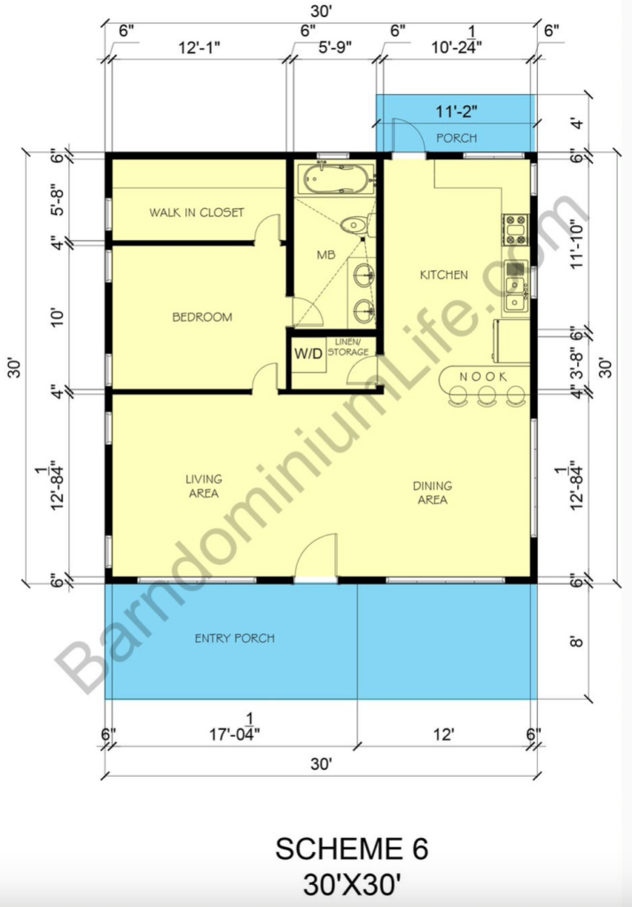 1 bedroom barndominium floor plans