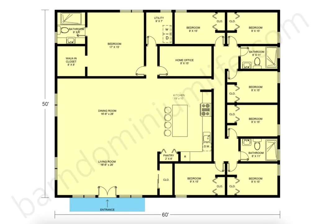 7 bedroom barndominium floor plans