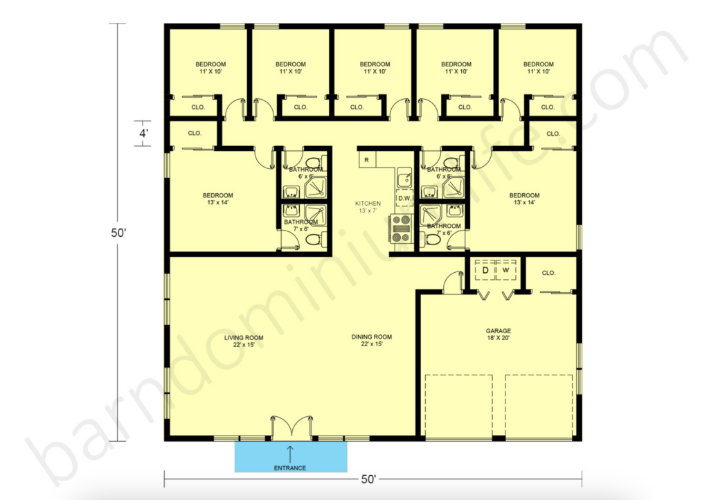 7 bedroom barndominium floor plans