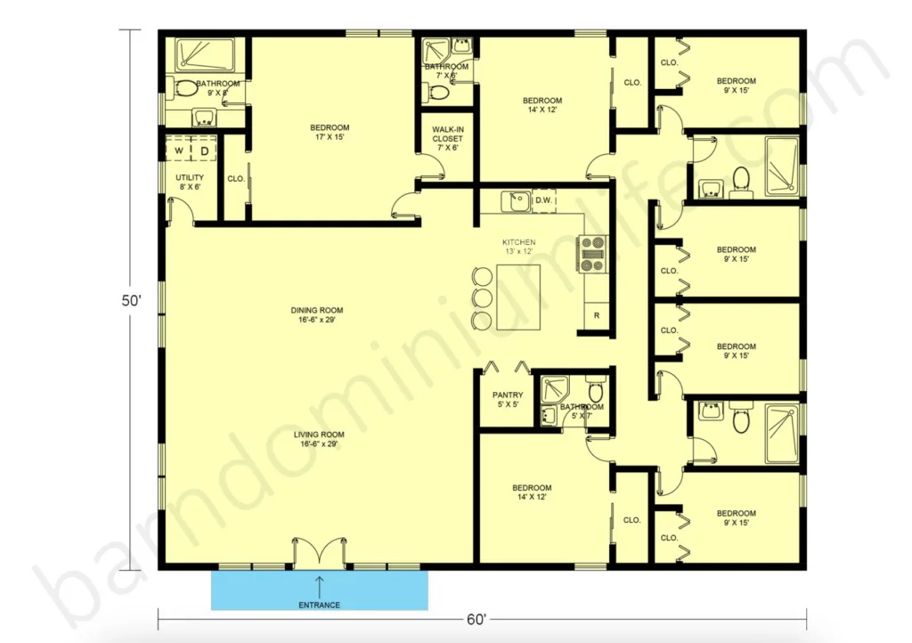 7 bedroom barndominium floor plans