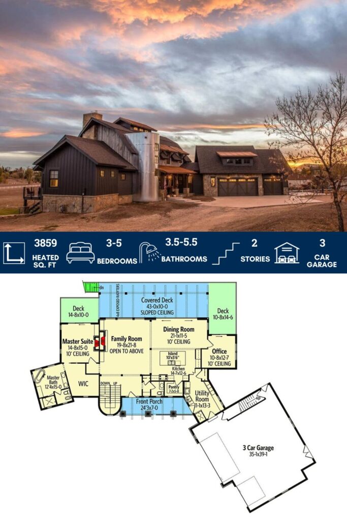 Contemporary Country Barn Dream Home Plan