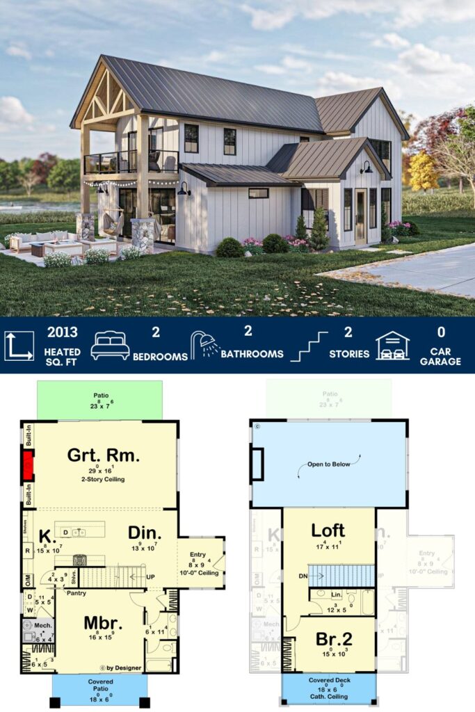 Modern Barndominium-Style House Plan with Two-Story Great Room
