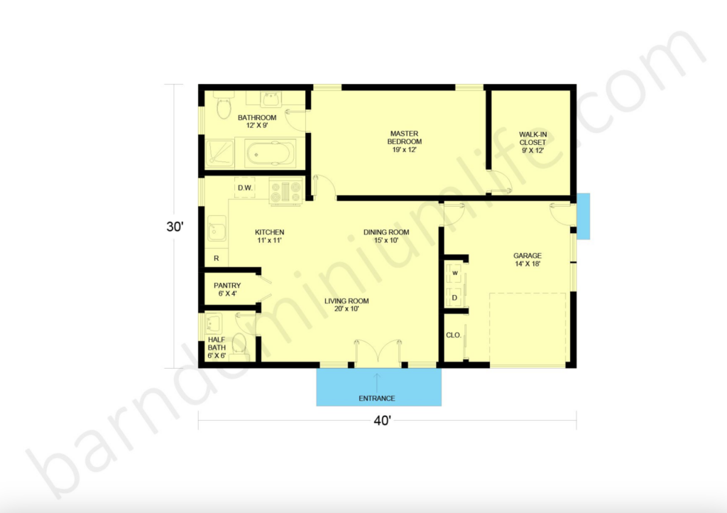 1200 sq ft barndominium floor plans