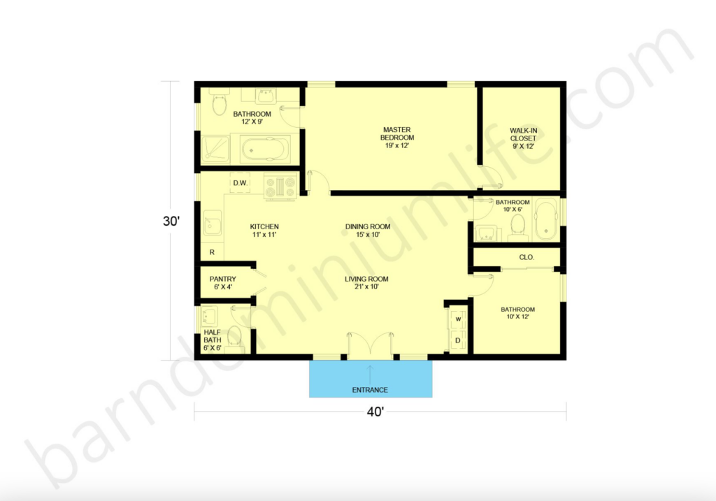 1200 sq ft barndominium floor plans