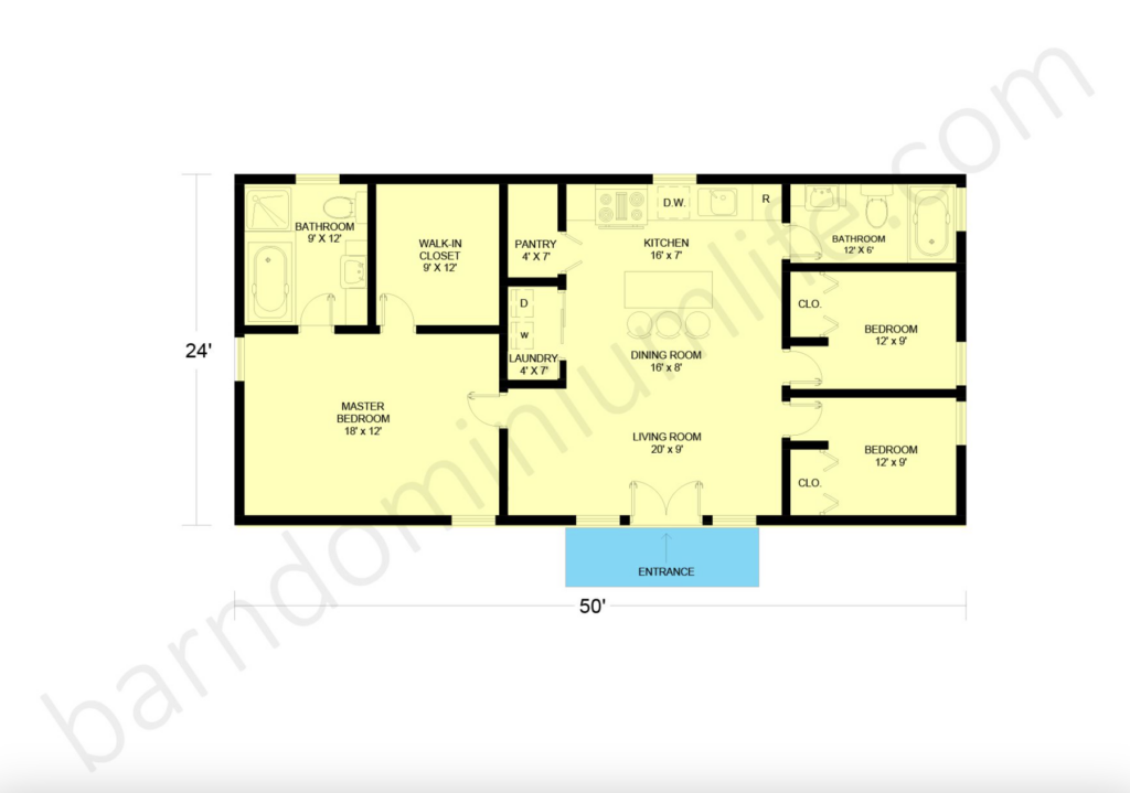 1200 sq ft barndominium floor plans