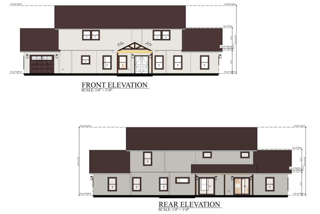 PL-62831 Ava Barndominium Front & Rear Elevation
