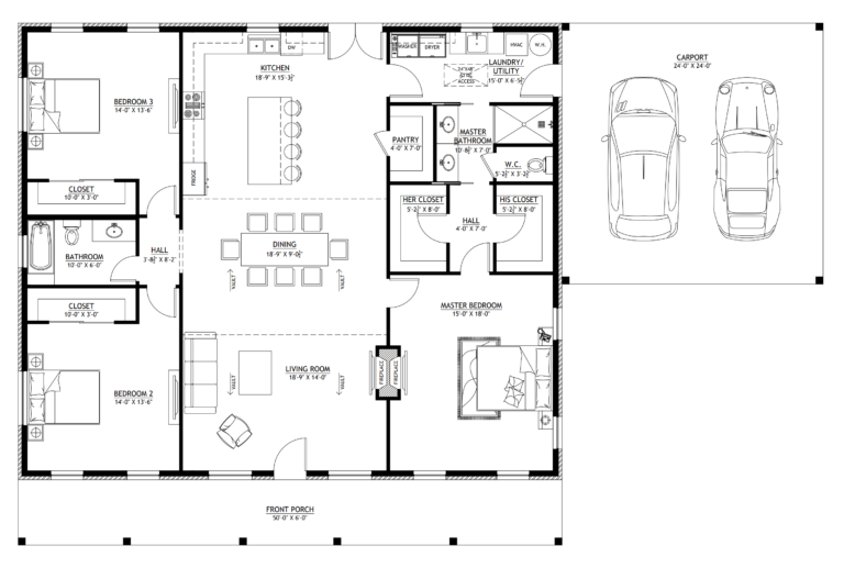 BCO-40132 Dakota Barndominium House Plan - Barndominium Life