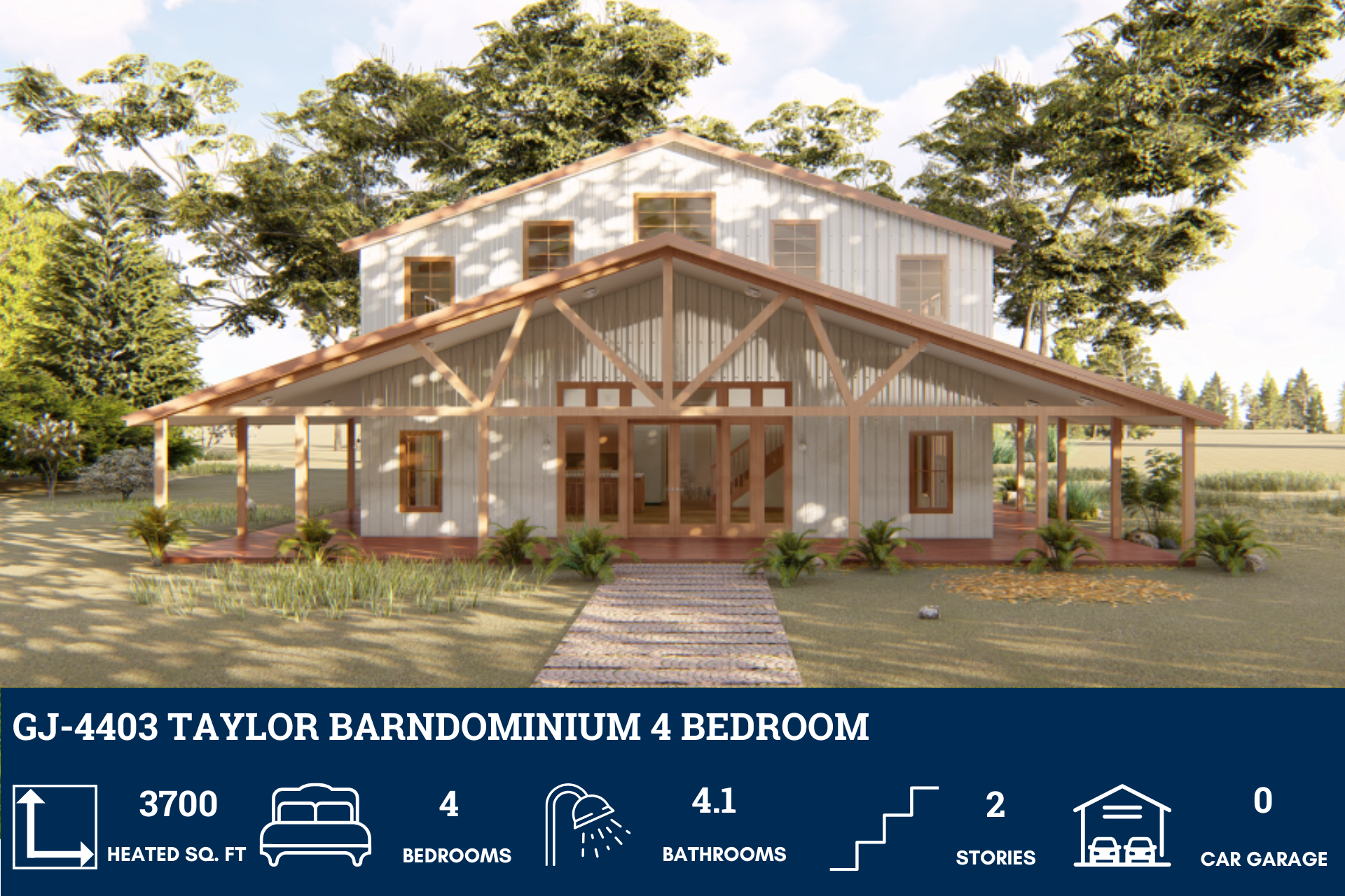 4403 GJ-4403 Taylor Barndominium House Plan - Barndominium Life