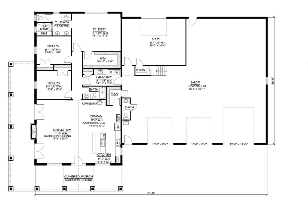 BG-20130 Cyrus Barndominium House Plan floor plan