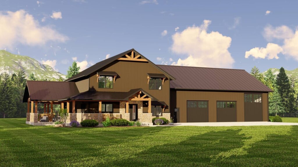 BG-20138 Milo Barndominium House Plan rendering