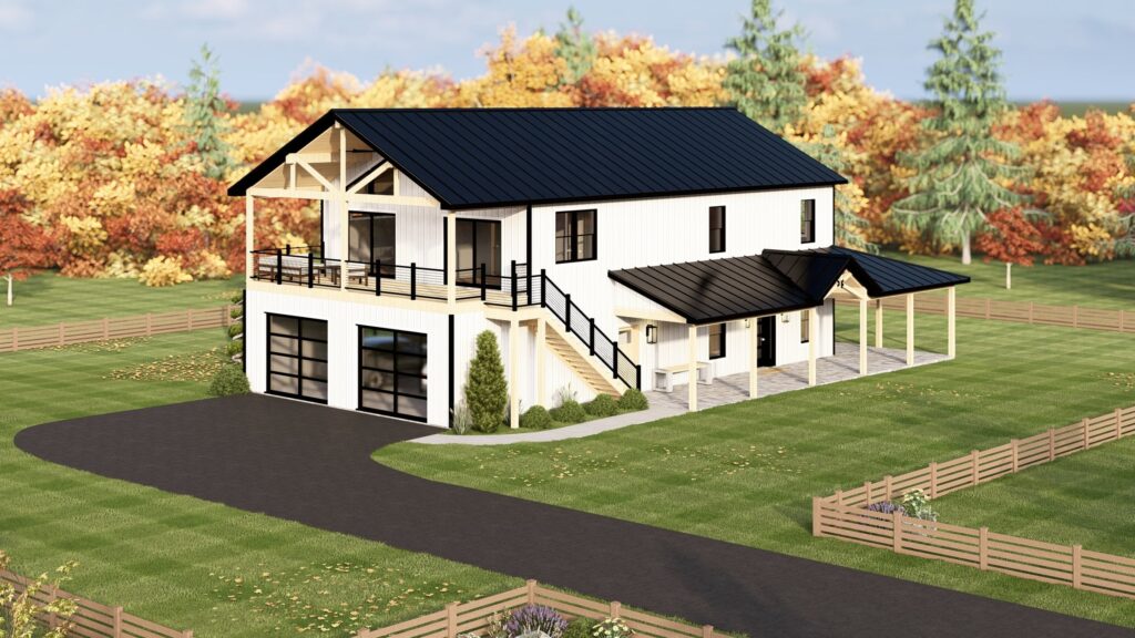 BG-20147 Wells Barndominium House Plan rendering